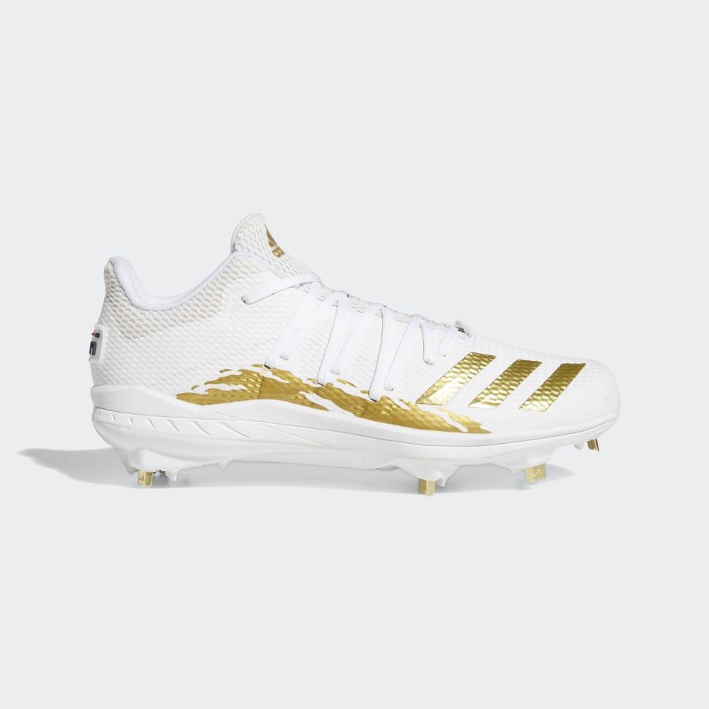 Adidas Men's Afterburner 6.0 Speed Trap Baseball Cleats White/Gold Metal/Black Ireland G27655